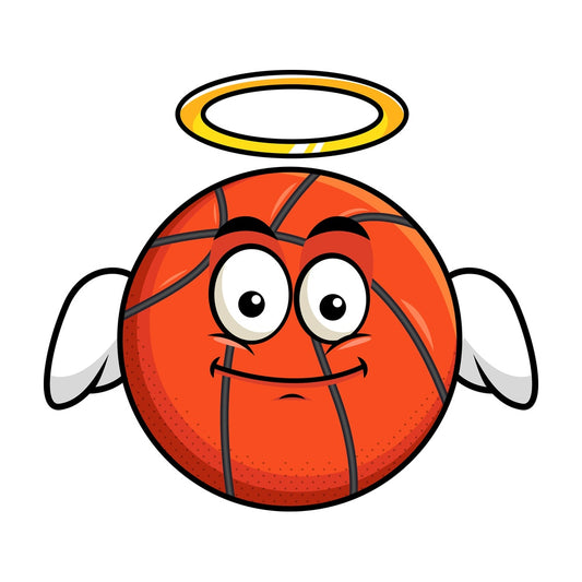 With wings and halo basketball emoticon. PNG - JPG and vector EPS file formats (infinitely scalable). Image isolated on transparent background.
