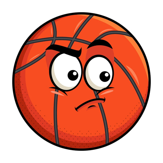 Irritated basketball emoticon. PNG - JPG and vector EPS file formats (infinitely scalable). Image isolated on transparent background.