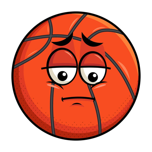 Depressed basketball emoticon. PNG - JPG and vector EPS file formats (infinitely scalable). Image isolated on transparent background.