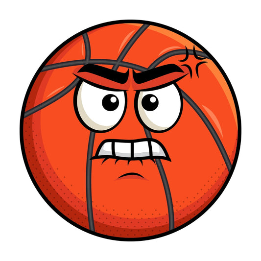 Angry basketball emoticon. PNG - JPG and vector EPS file formats (infinitely scalable). Image isolated on transparent background.