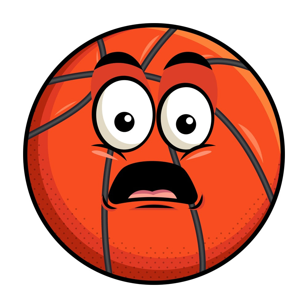 Shocked basketball emoticon. PNG - JPG and vector EPS file formats (infinitely scalable). Image isolated on transparent background.