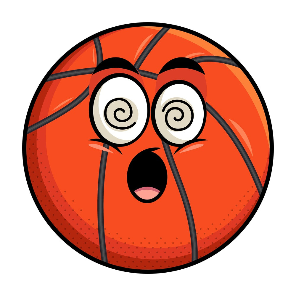 Stunned basketball emoticon. PNG - JPG and vector EPS file formats (infinitely scalable). Image isolated on transparent background.