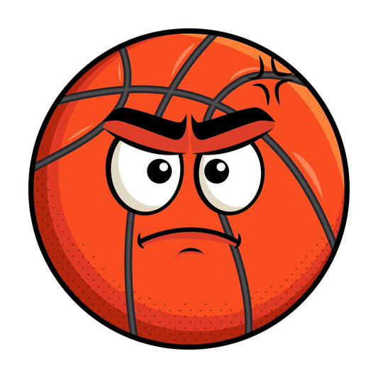 Annoyed basketball emoticon. PNG - JPG and vector EPS file formats (infinitely scalable). Image isolated on transparent background.