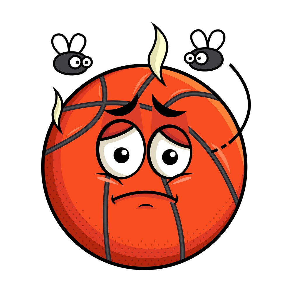 Stinky basketball going bad emoticon. PNG - JPG and vector EPS file formats (infinitely scalable). Image isolated on transparent background.