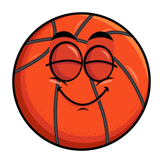 Delighted basketball emoticon. PNG - JPG and vector EPS file formats (infinitely scalable). Image isolated on transparent background.