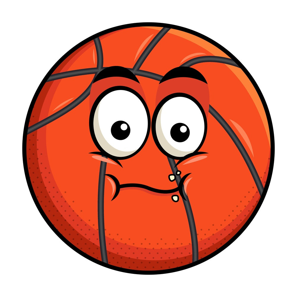 Chewing basketball emoticon. PNG - JPG and vector EPS file formats (infinitely scalable). Image isolated on transparent background.