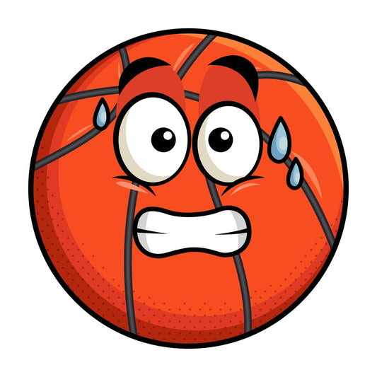 Sweating basketball emoticon. PNG - JPG and vector EPS file formats (infinitely scalable). Image isolated on transparent background.