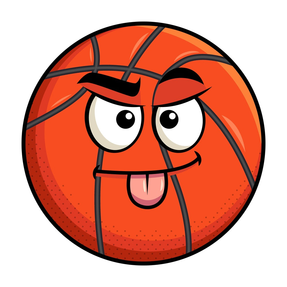 Sarcastic basketball emoticon. PNG - JPG and vector EPS file formats (infinitely scalable). Image isolated on transparent background.
