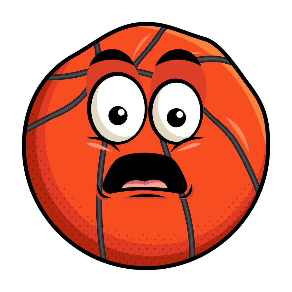 Deflated basketball emoticon. PNG - JPG and vector EPS file formats (infinitely scalable). Image isolated on transparent background.