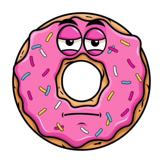 Heavy eyes donut emoticon. PNG - JPG and vector EPS file formats (infinitely scalable). Image isolated on transparent background.