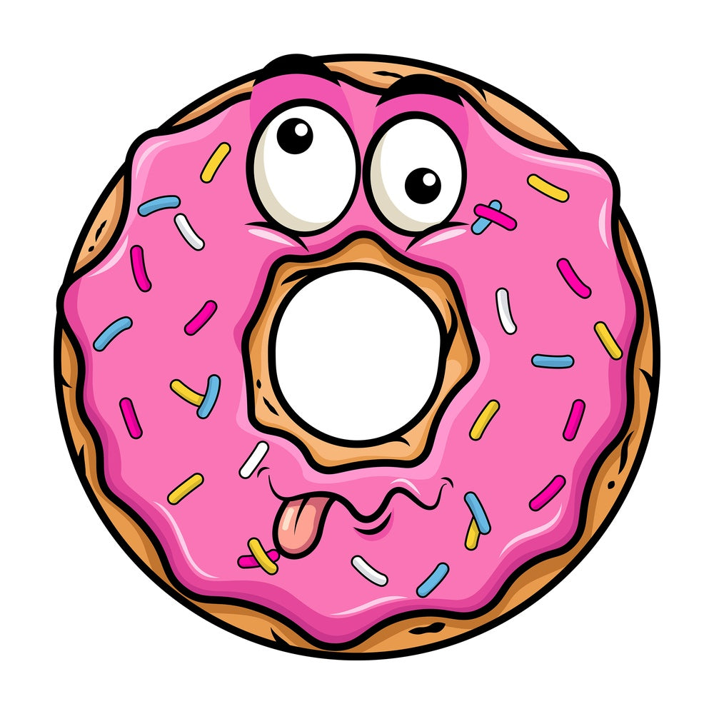 Goofy crazy eyes donut emoticon. PNG - JPG and vector EPS file formats (infinitely scalable). Image isolated on transparent background.