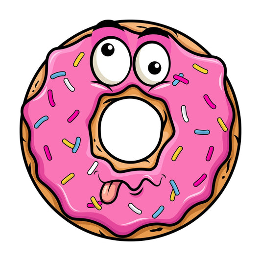 Goofy crazy eyes donut emoticon. PNG - JPG and vector EPS file formats (infinitely scalable). Image isolated on transparent background.