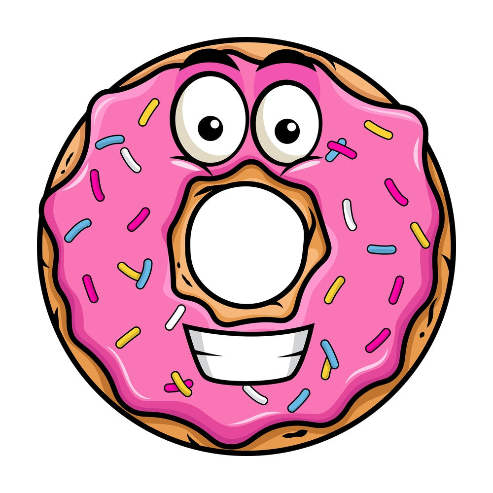 Grinning donut emoticon. PNG - JPG and vector EPS file formats (infinitely scalable). Image isolated on transparent background.