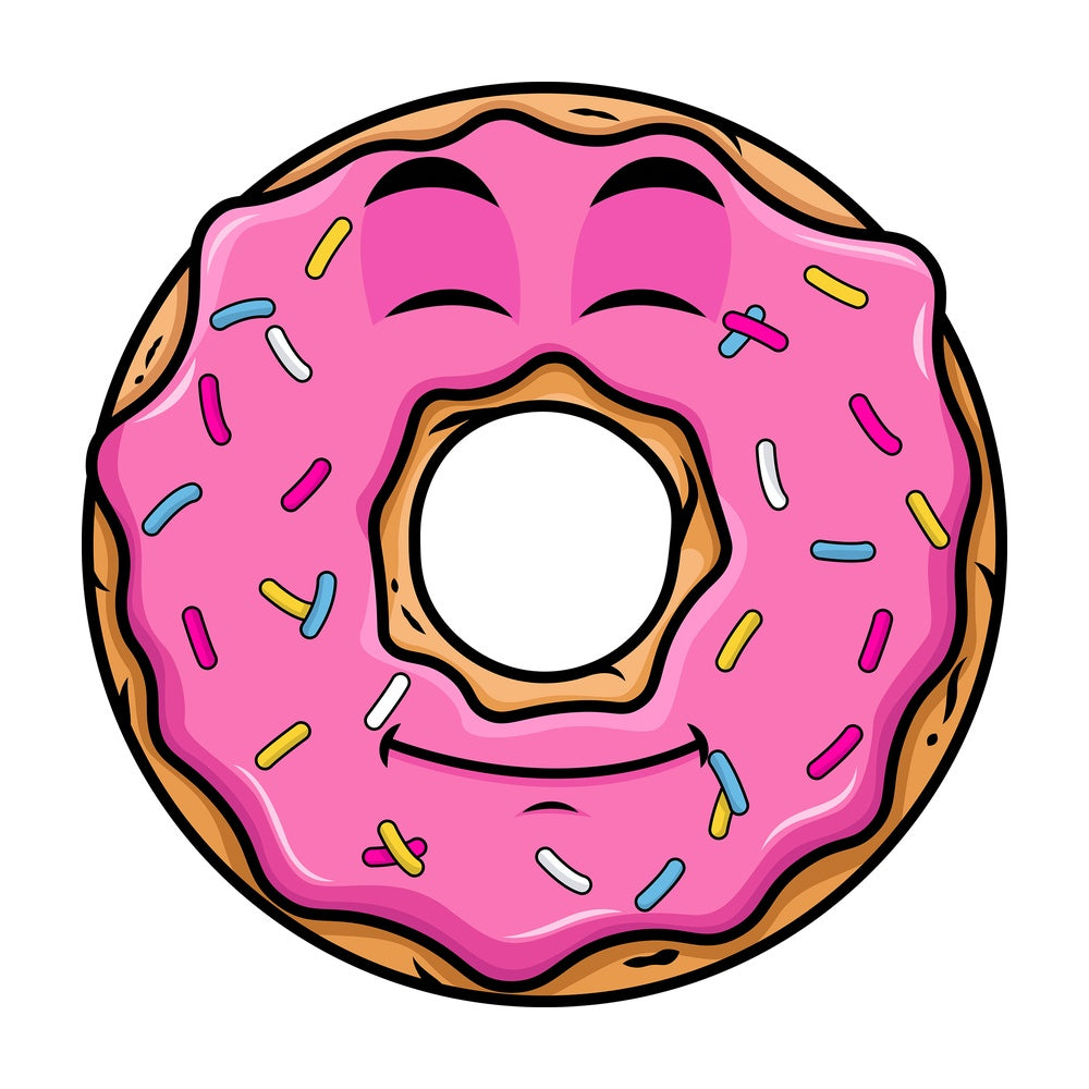 Happy looking donut emoticon. PNG - JPG and vector EPS file formats (infinitely scalable). Image isolated on transparent background.