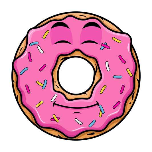 Happy looking donut emoticon. PNG - JPG and vector EPS file formats (infinitely scalable). Image isolated on transparent background.