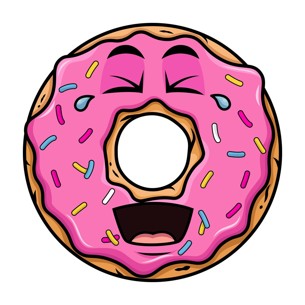 Laughing lol donut emoticon. PNG - JPG and vector EPS file formats (infinitely scalable). Image isolated on transparent background.