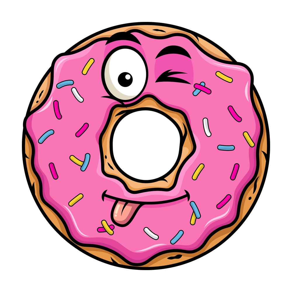 Winking tongue out donut emoticon. PNG - JPG and vector EPS file formats (infinitely scalable). Image isolated on transparent background.