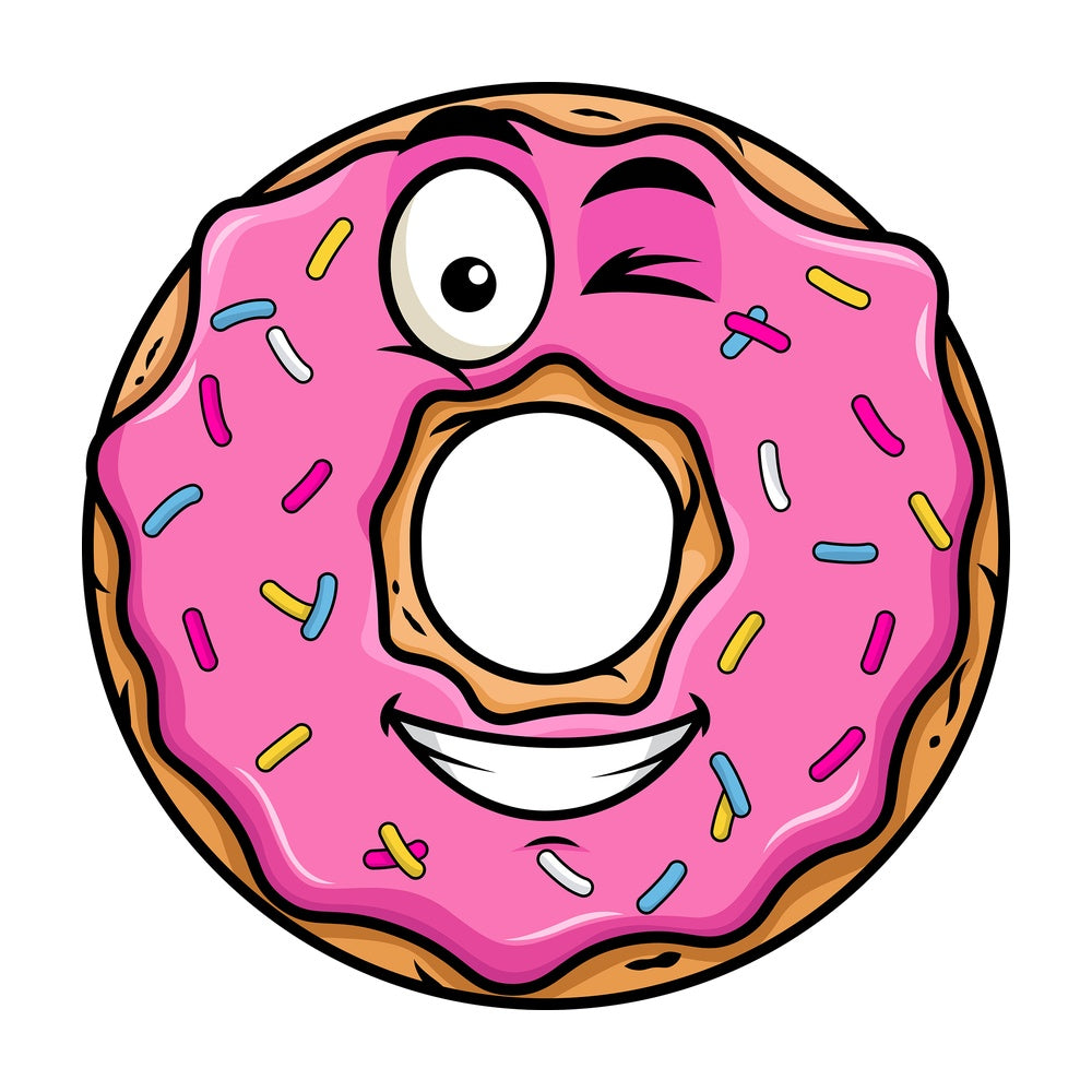 Winking and smiling donut emoticon. PNG - JPG and vector EPS file formats (infinitely scalable). Image isolated on transparent background.