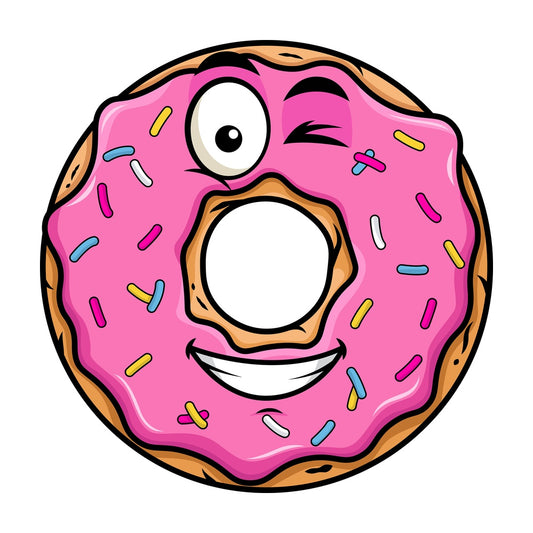 Winking and smiling donut emoticon. PNG - JPG and vector EPS file formats (infinitely scalable). Image isolated on transparent background.