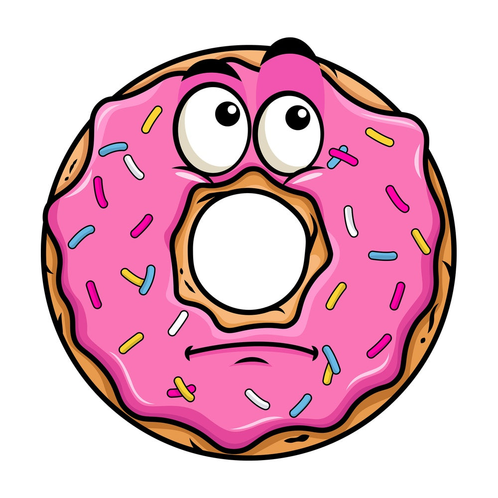Wondering donut emoticon. PNG - JPG and vector EPS file formats (infinitely scalable). Image isolated on transparent background.