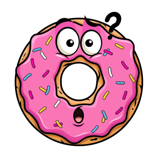 Confused donut emoticon. PNG - JPG and vector EPS file formats (infinitely scalable). Image isolated on transparent background.