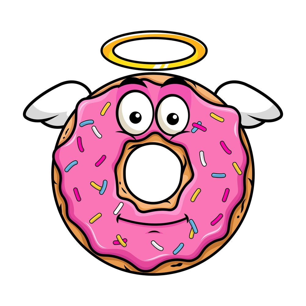 With wings and halo donut emoticon. PNG - JPG and vector EPS file formats (infinitely scalable). Image isolated on transparent background.