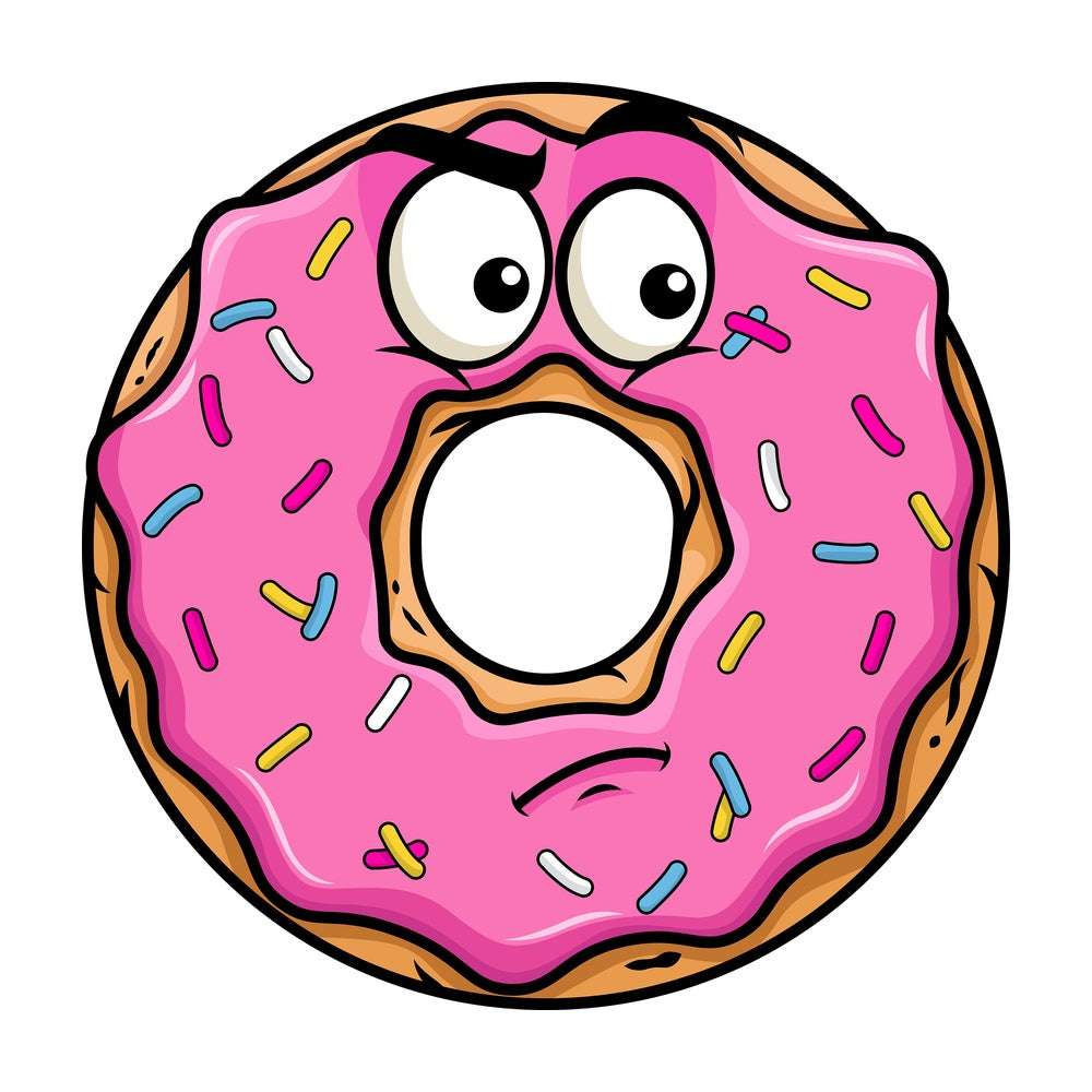 Irritated donut emoticon. PNG - JPG and vector EPS file formats (infinitely scalable). Image isolated on transparent background.