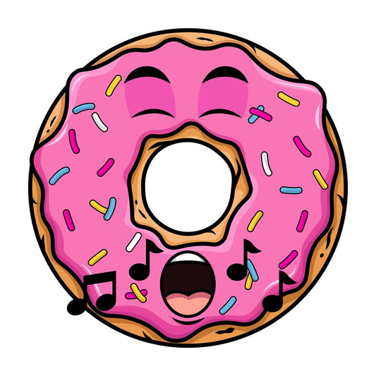 Singing donut emoticon. PNG - JPG and vector EPS file formats (infinitely scalable). Image isolated on transparent background.