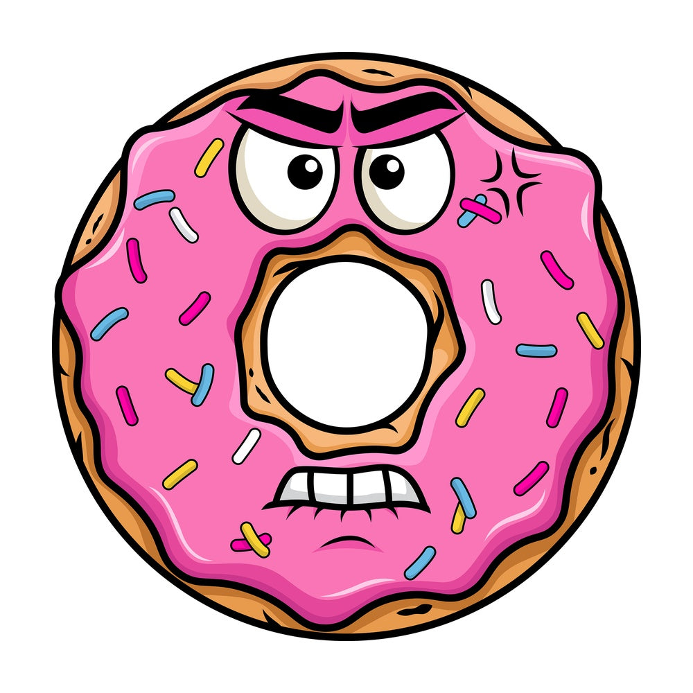 Angry donut emoticon. PNG - JPG and vector EPS file formats (infinitely scalable). Image isolated on transparent background.