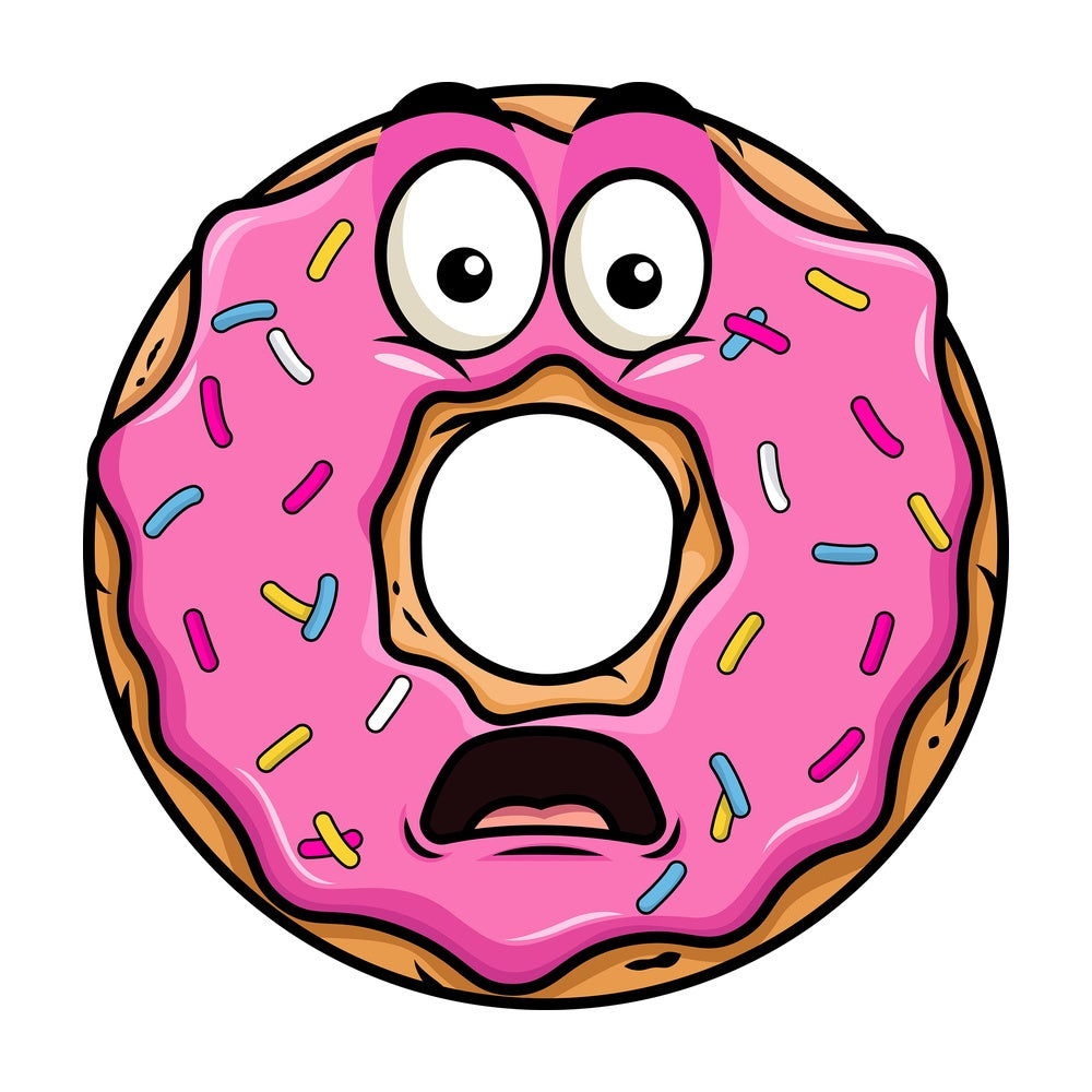 Shocked donut emoticon. PNG - JPG and vector EPS file formats (infinitely scalable). Image isolated on transparent background.