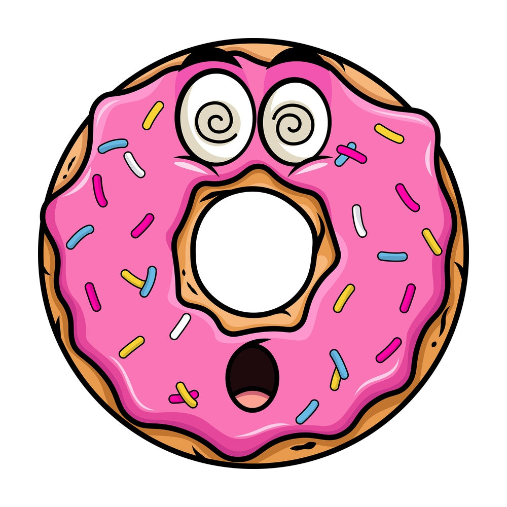Stunned donut emoticon. PNG - JPG and vector EPS file formats (infinitely scalable). Image isolated on transparent background.