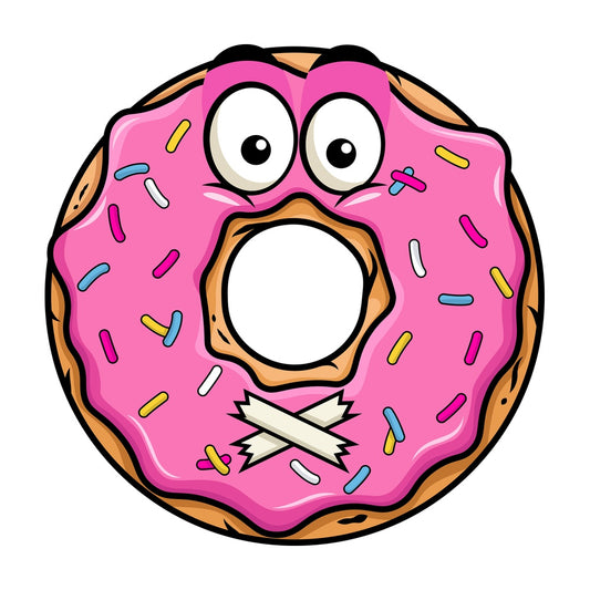 Taped mouth donut emoticon. PNG - JPG and vector EPS file formats (infinitely scalable). Image isolated on transparent background.