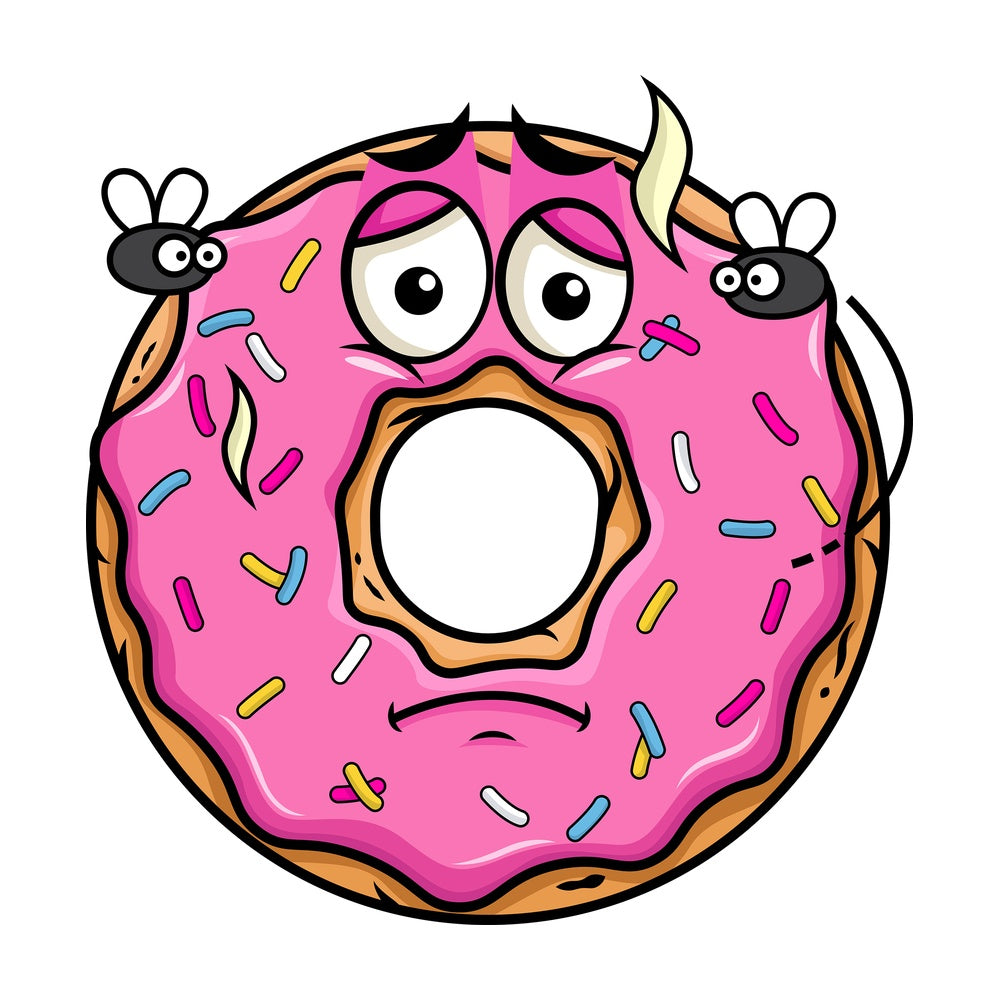 Stinky donut going bad emoticon. PNG - JPG and vector EPS file formats (infinitely scalable). Image isolated on transparent background.