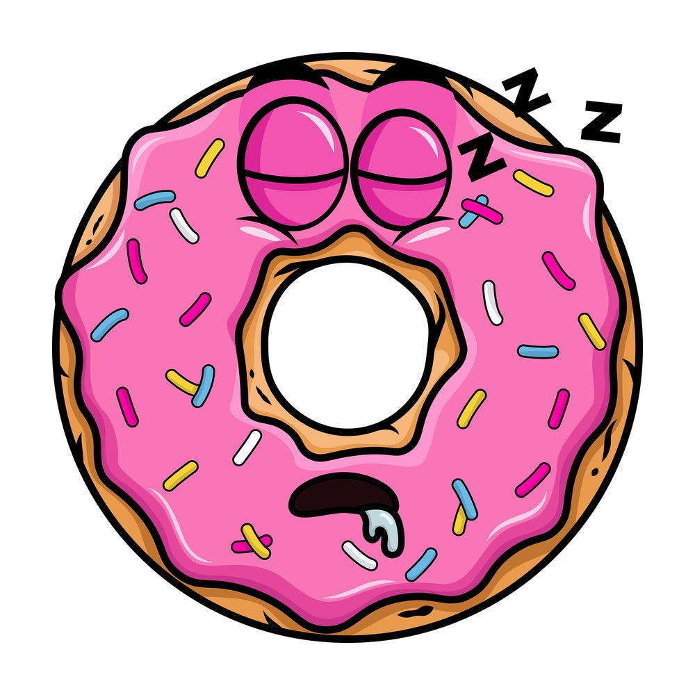 Sleeping donut emoticon. PNG - JPG and vector EPS file formats (infinitely scalable). Image isolated on transparent background.