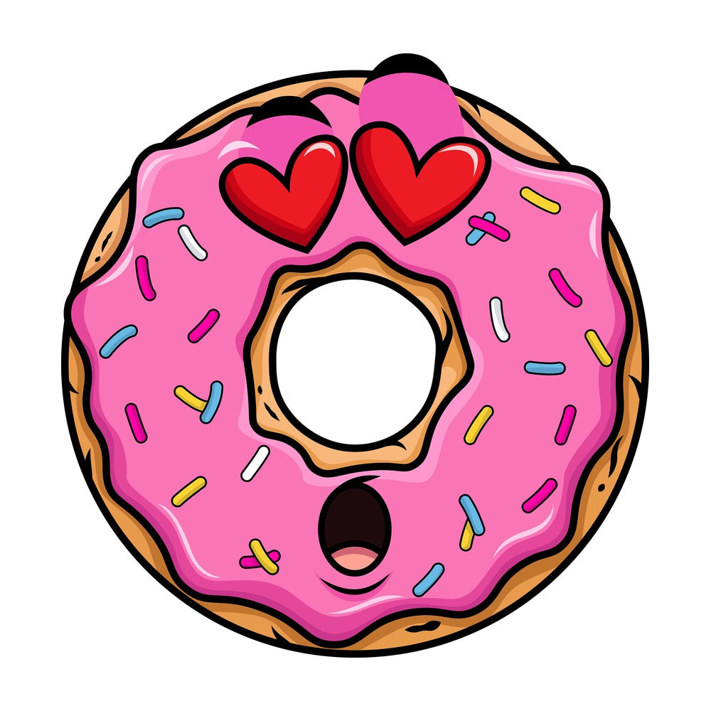 In love donut emoticon. PNG - JPG and vector EPS file formats (infinitely scalable). Image isolated on transparent background.