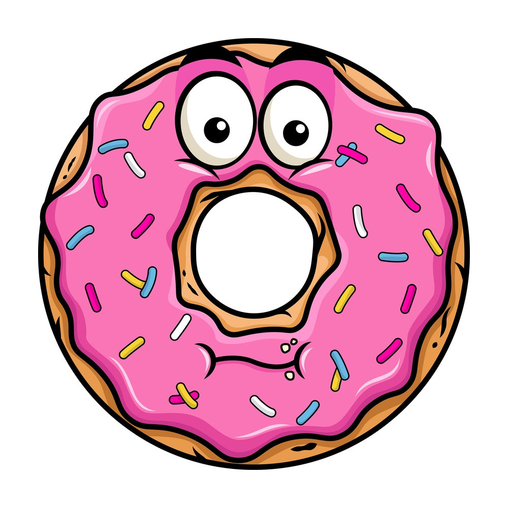 Chewing donut emoticon. PNG - JPG and vector EPS file formats (infinitely scalable). Image isolated on transparent background.