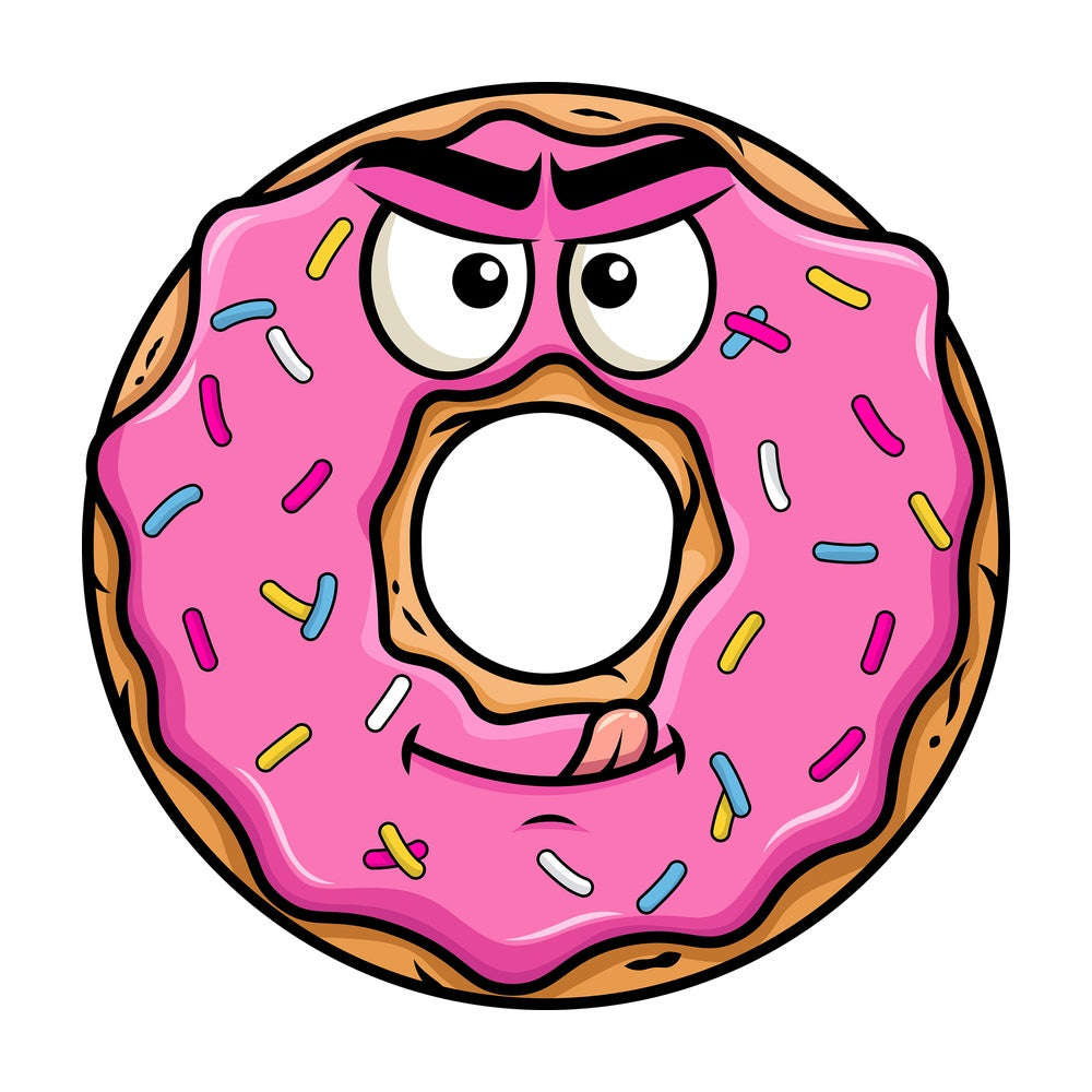 Evil look donut emoticon. PNG - JPG and vector EPS file formats (infinitely scalable). Image isolated on transparent background.