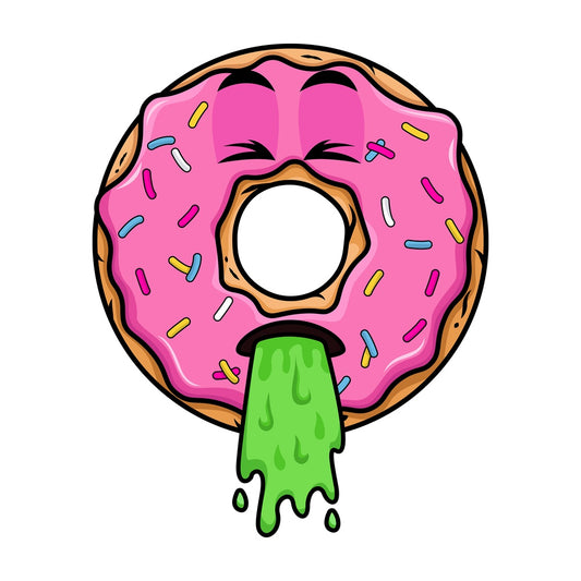 Donut throwing up emoticon. PNG - JPG and vector EPS file formats (infinitely scalable). Image isolated on transparent background.