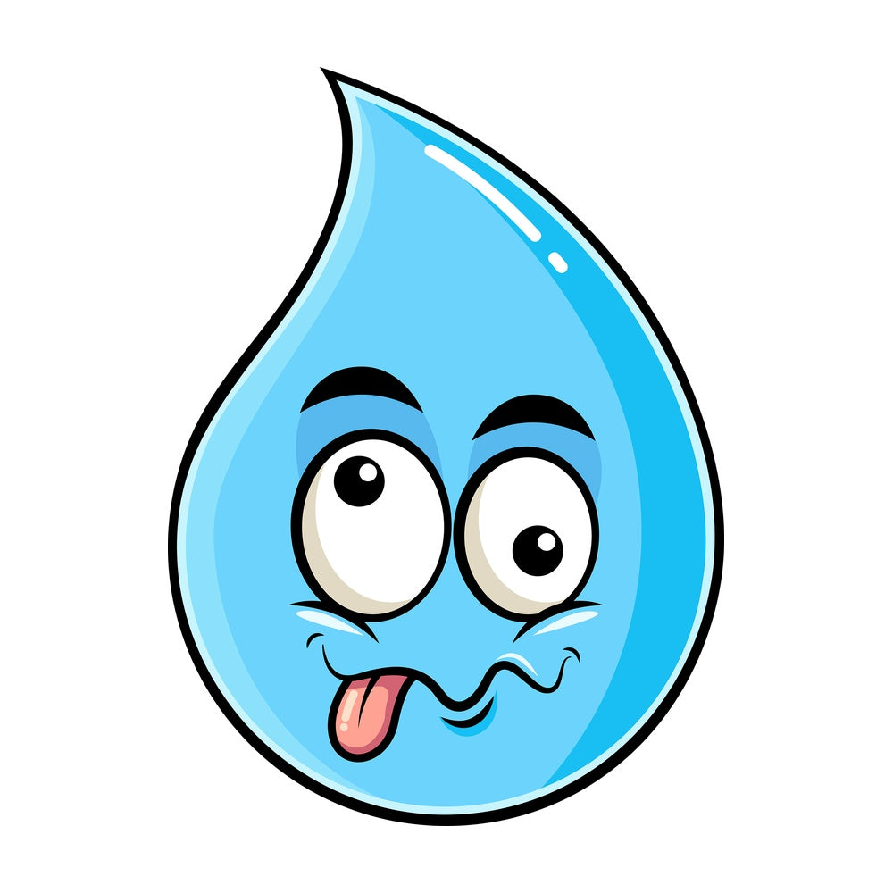 Goofy crazy eyes raindrop emoticon. PNG - JPG and vector EPS file formats (infinitely scalable). Image isolated on transparent background.