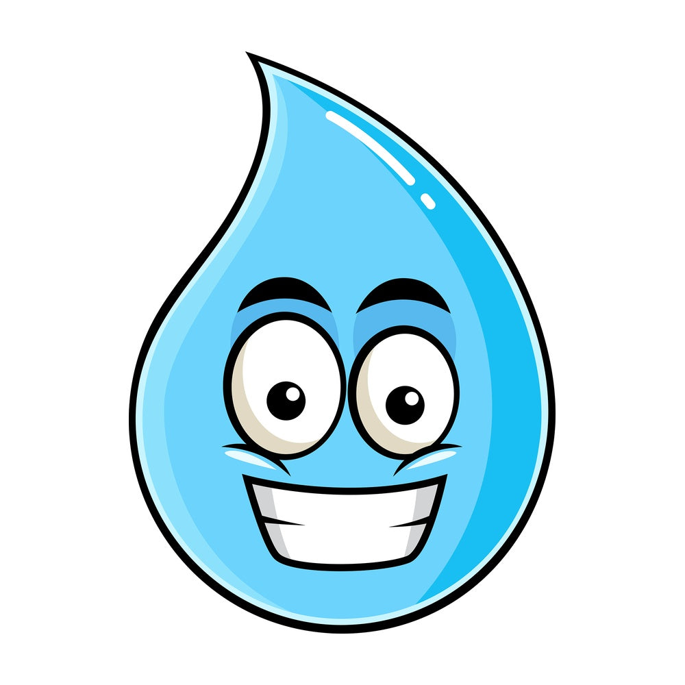 Grinning raindrop emoticon. PNG - JPG and vector EPS file formats (infinitely scalable). Image isolated on transparent background.