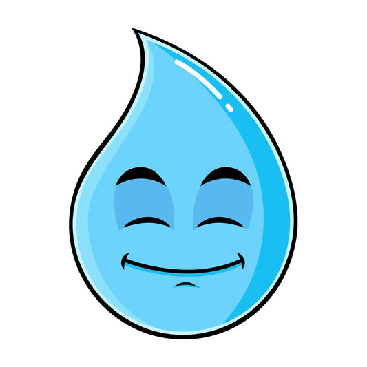 Happy looking raindrop emoticon. PNG - JPG and vector EPS file formats (infinitely scalable). Image isolated on transparent background.