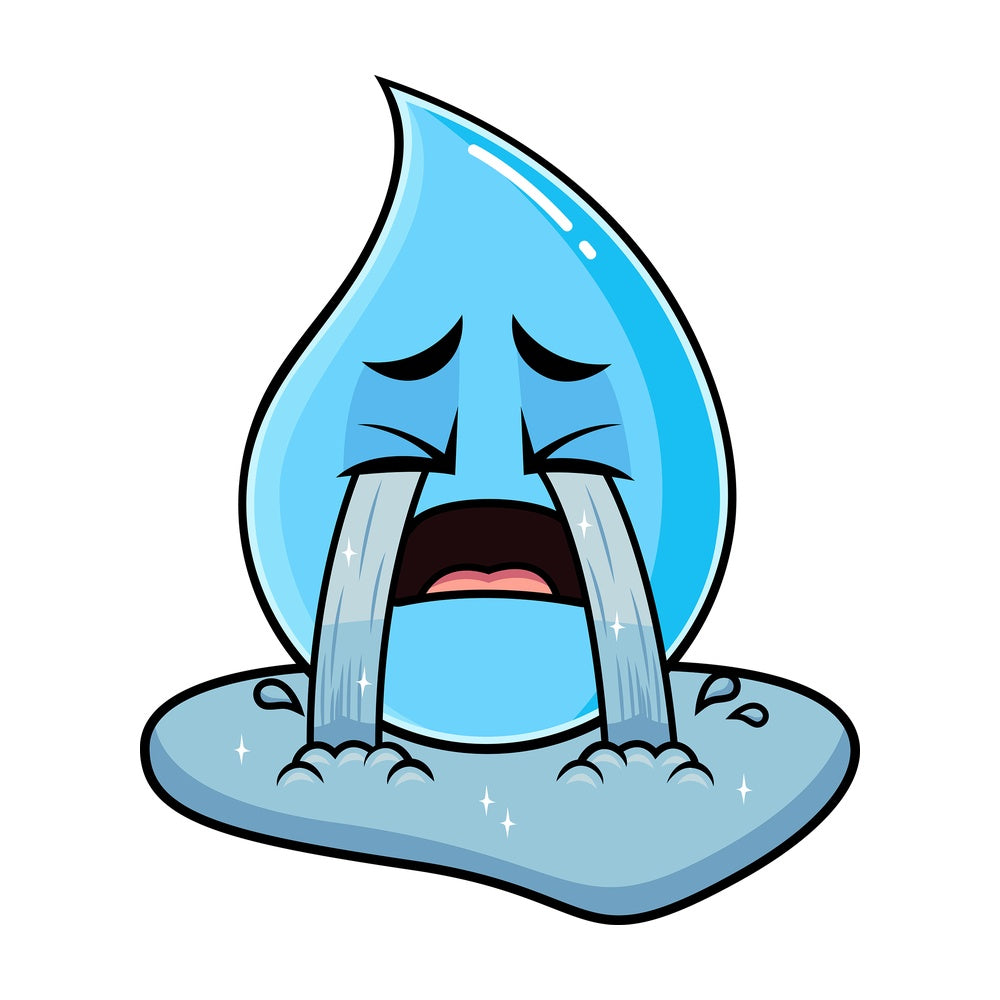 Crying with wailing tears raindrop emoticon. PNG - JPG and vector EPS file formats (infinitely scalable). Image isolated on transparent background.