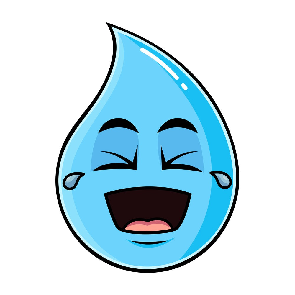 Laughing lol raindrop emoticon. PNG - JPG and vector EPS file formats (infinitely scalable). Image isolated on transparent background.