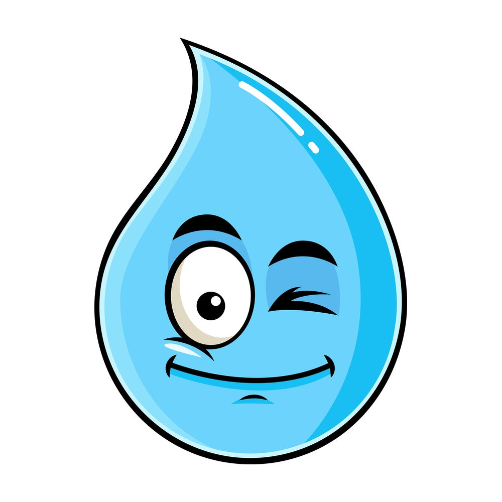 Winking raindrop emoticon. PNG - JPG and vector EPS file formats (infinitely scalable). Image isolated on transparent background.