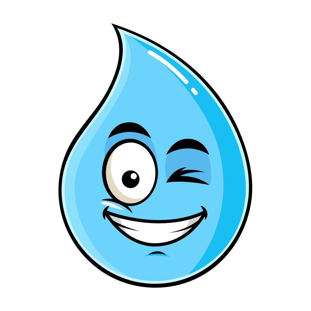 Winking and smiling raindrop emoticon. PNG - JPG and vector EPS file formats (infinitely scalable). Image isolated on transparent background.