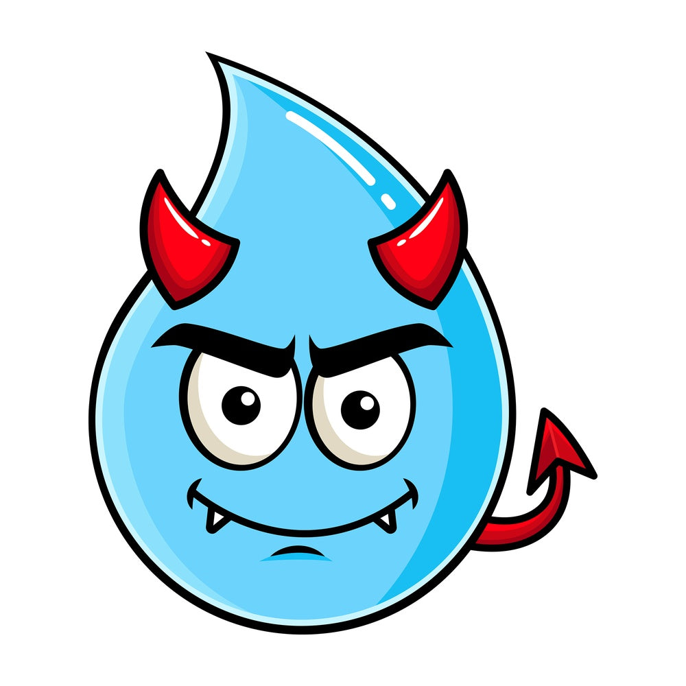 Crafty devil raindrop emoticon. PNG - JPG and vector EPS file formats (infinitely scalable). Image isolated on transparent background.