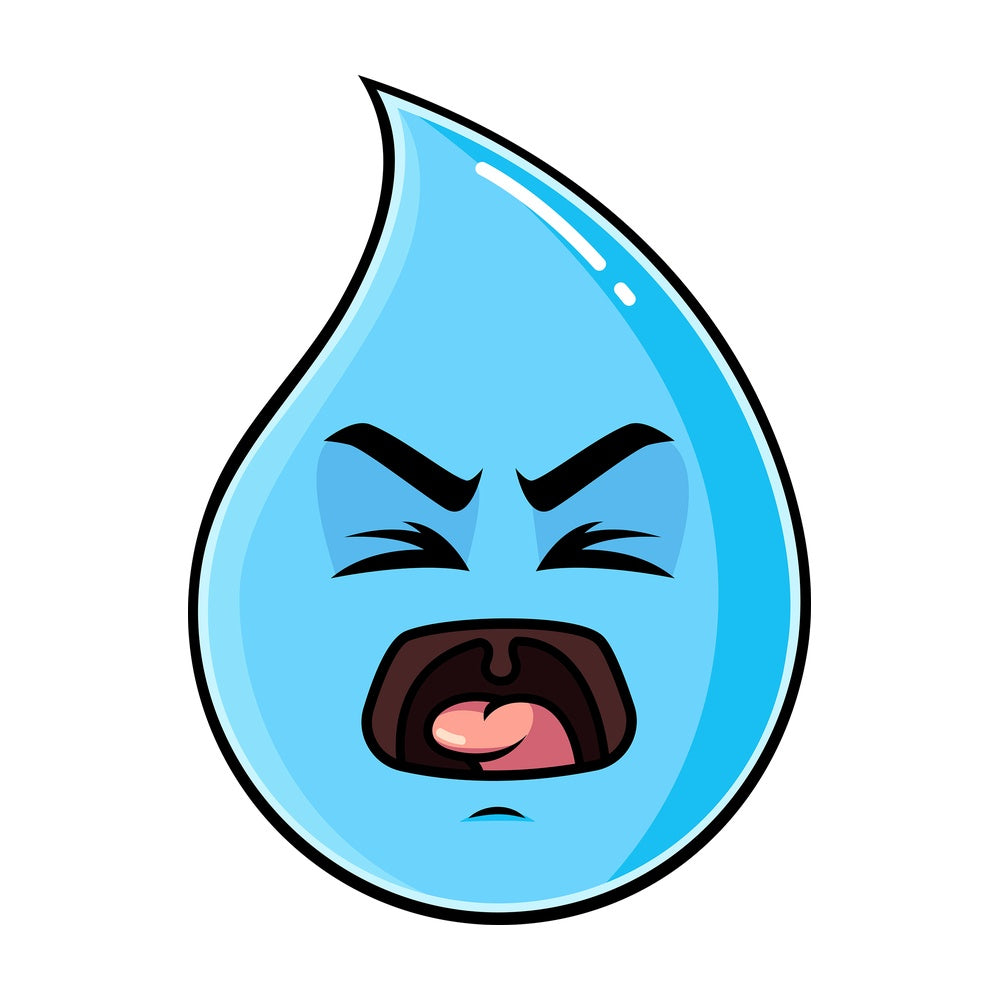Yelling raindrop emoticon. PNG - JPG and vector EPS file formats (infinitely scalable). Image isolated on transparent background.