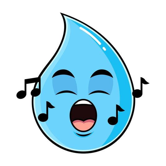 Singing raindrop emoticon. PNG - JPG and vector EPS file formats (infinitely scalable). Image isolated on transparent background.
