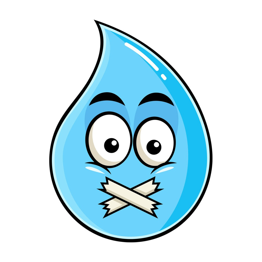 Taped mouth raindrop emoticon. PNG - JPG and vector EPS file formats (infinitely scalable). Image isolated on transparent background.