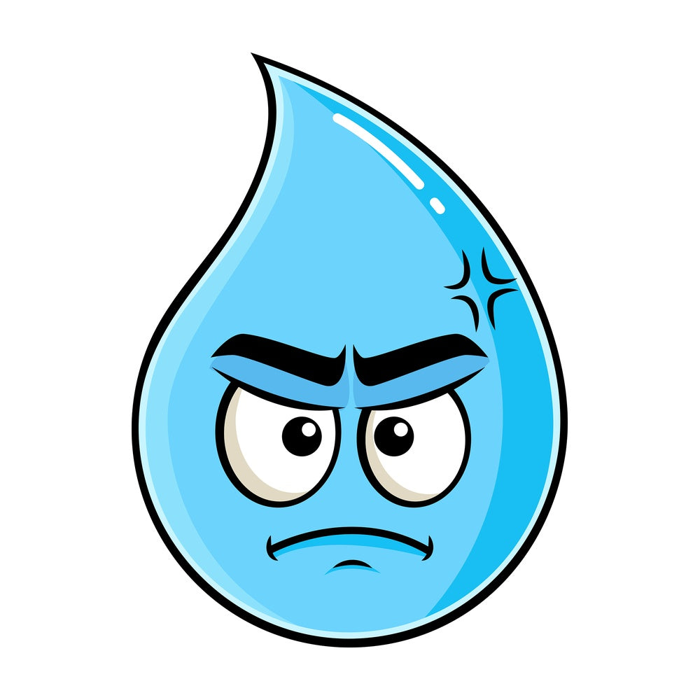 Annoyed raindrop emoticon. PNG - JPG and vector EPS file formats (infinitely scalable). Image isolated on transparent background.